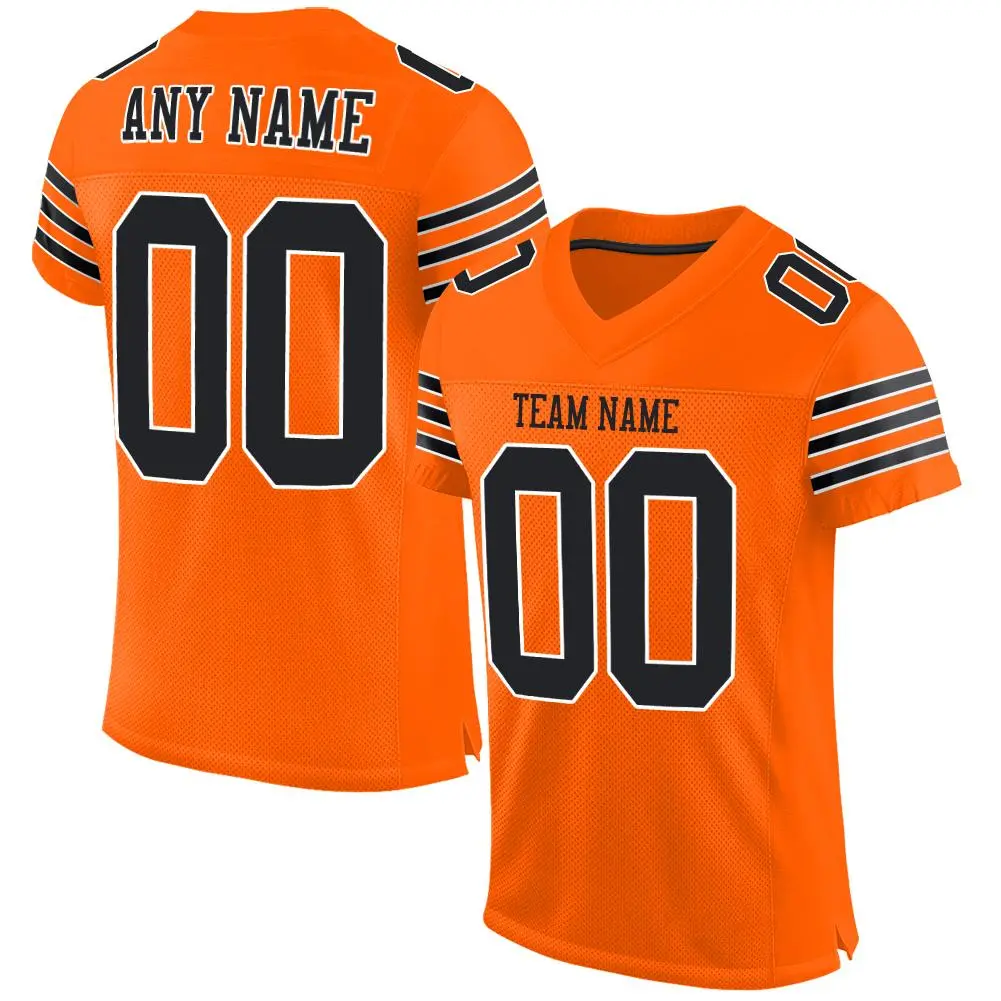 Orange Black-White Classic Style Mesh Football Jersey