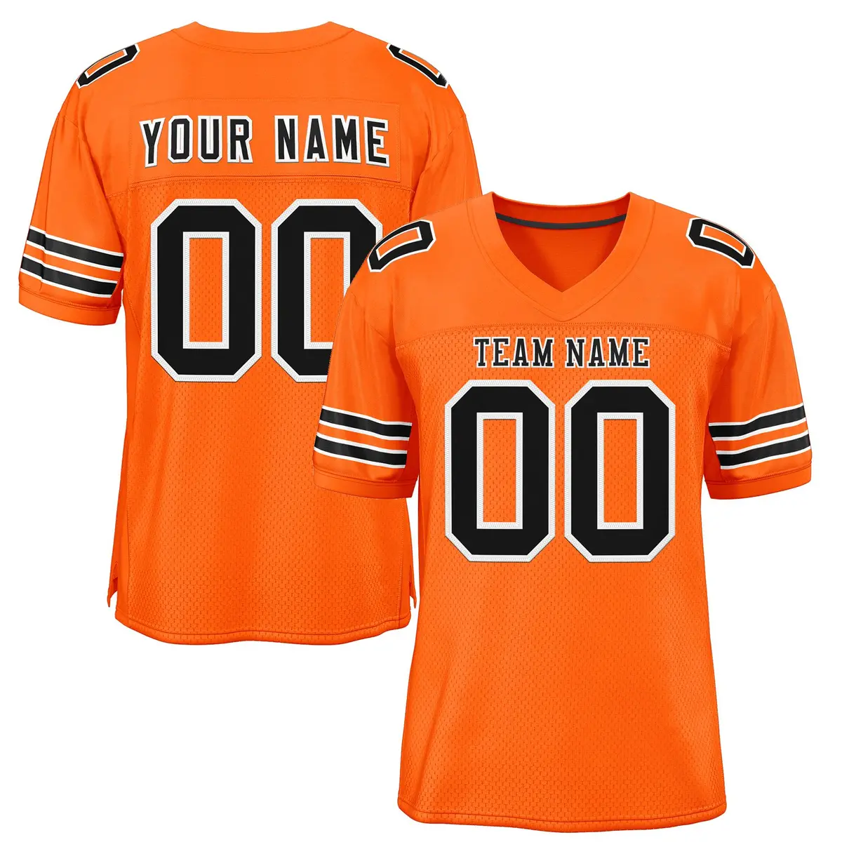 Orange Black-White Classic Style Mesh Football Jersey