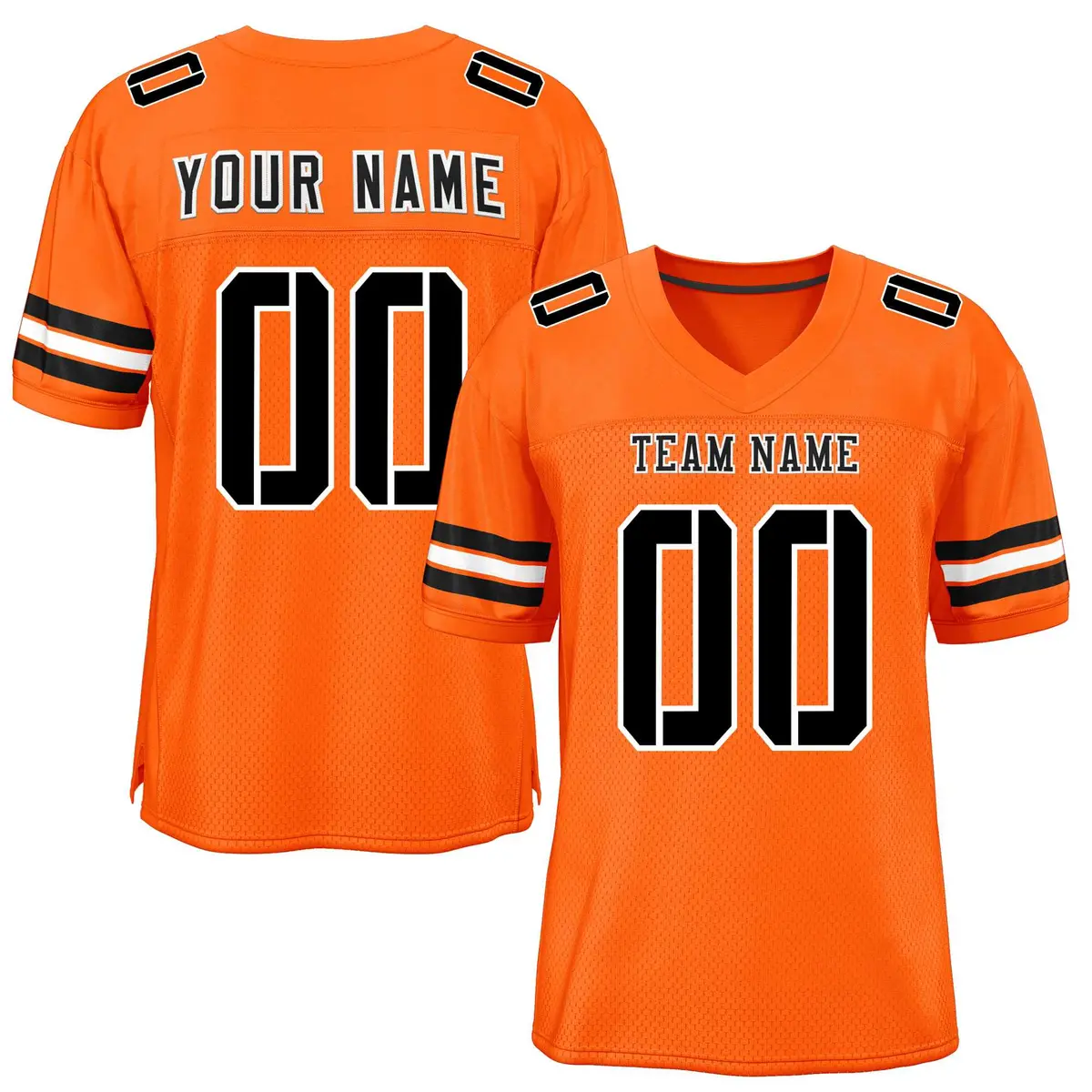 Orange Black-White Classic Style Mesh Football Jersey