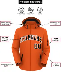 Orange Black-White Classic Style Waterproof Jacket 2