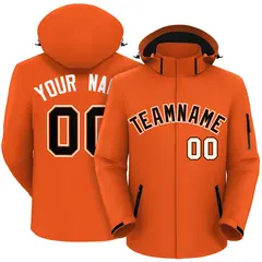 Orange Black-White Classic Style Waterproof Jacket 1