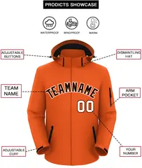 Orange Black-White Classic Style Waterproof Jacket 2