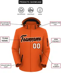 Orange Black-White Classic Style Waterproof Jacket 2