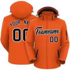 Orange Black-White Classic Style Waterproof Jacket 1
