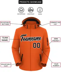 Orange Black-White Classic Style Waterproof Jacket 2