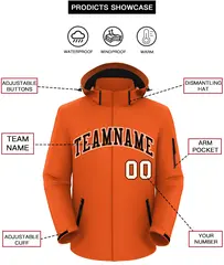 Orange Black-White Classic Style Waterproof Jacket 2
