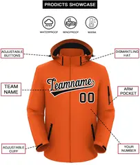 Orange Black-White Classic Style Waterproof Jacket 2