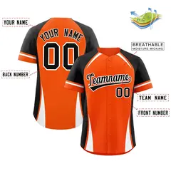 Orange Black-White Color Block Authentic Baseball Jersey 2