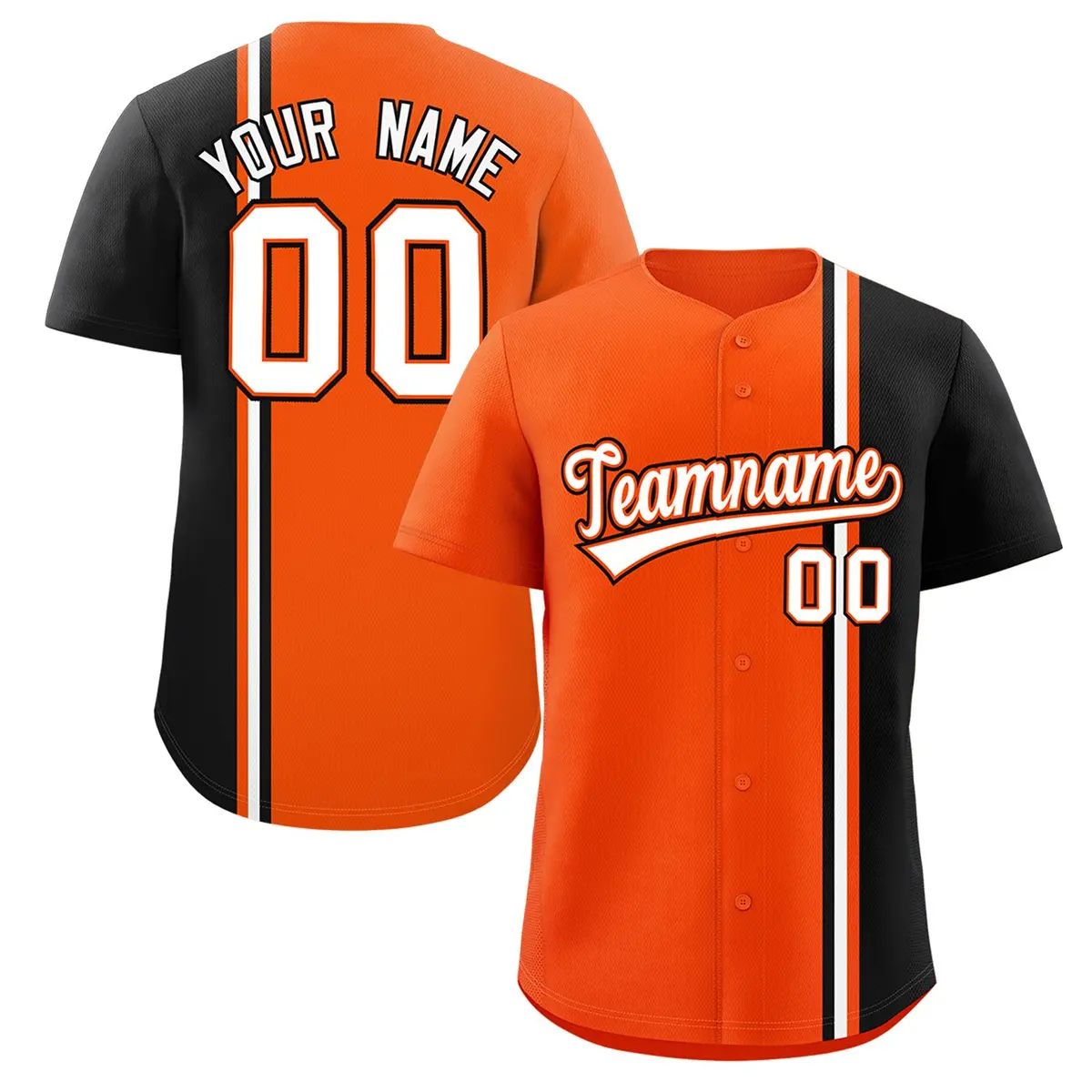 Orange Black-White Color Block Authentic Baseball Jersey