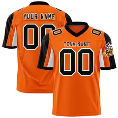 Orange Black-White Color Block Raglan Sleeves Football Jersey 1
