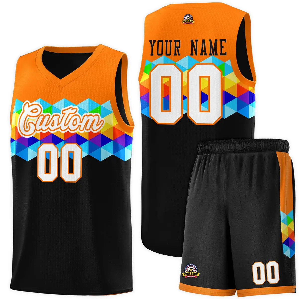 Orange Black White Colorful Basketball Jersey Sets