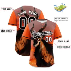 Orange Black White Deer Graffiti Baseball Jersey 2