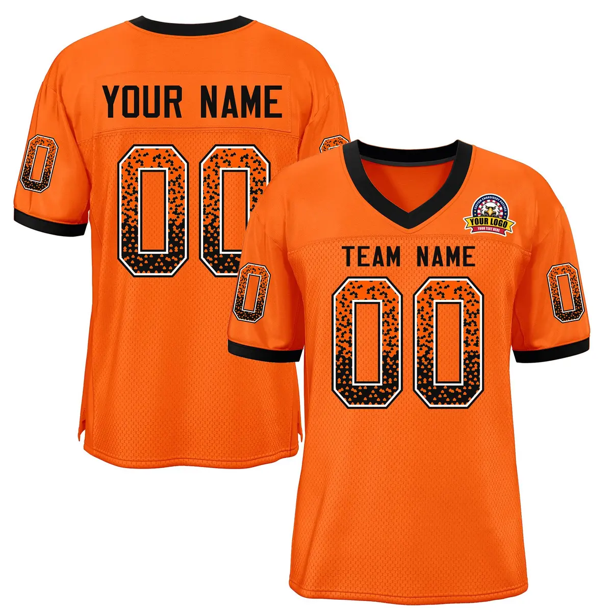 Orange Black-White Drift Fashion Mesh Football Jersey