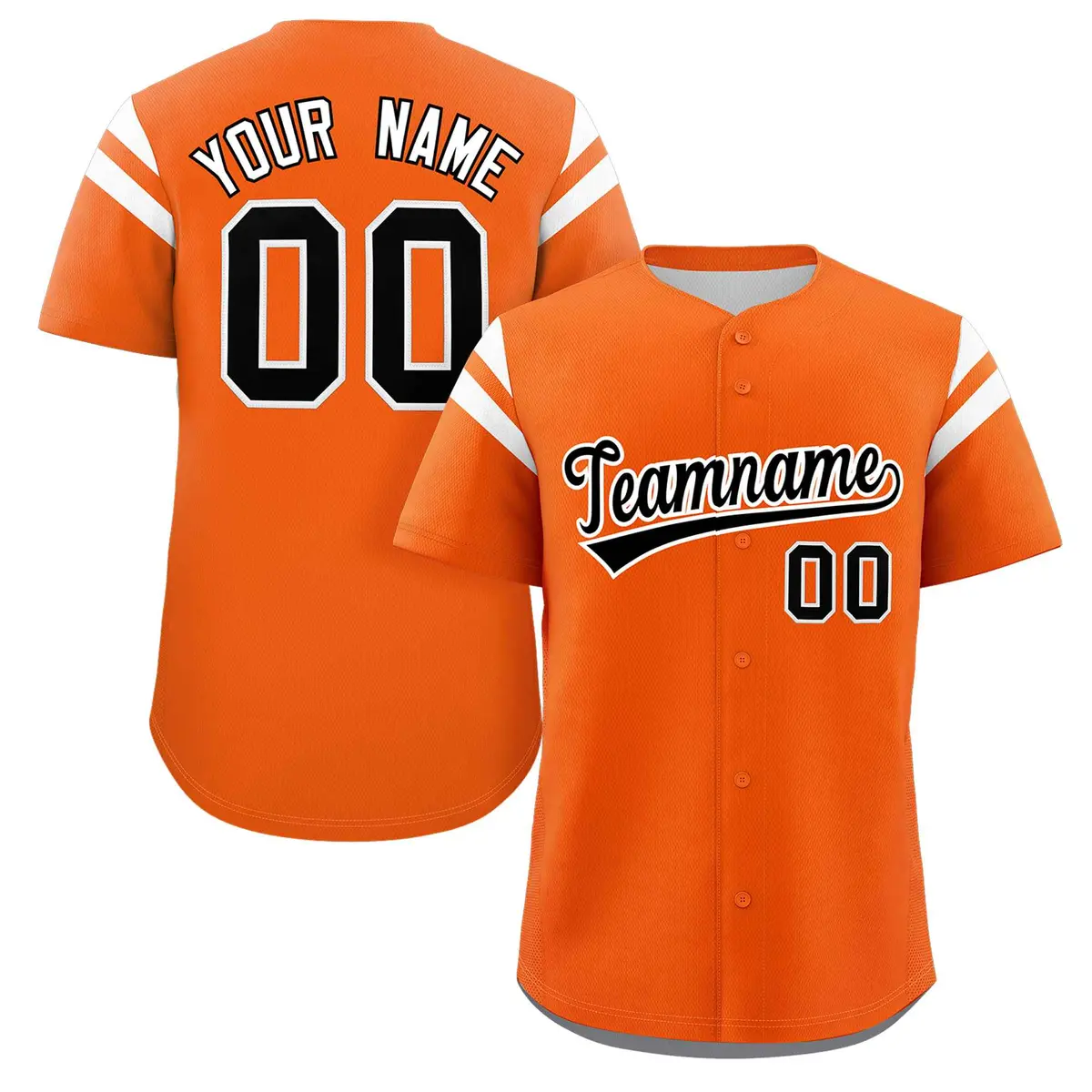 Orange Black-White Full Button Baseball Jersey