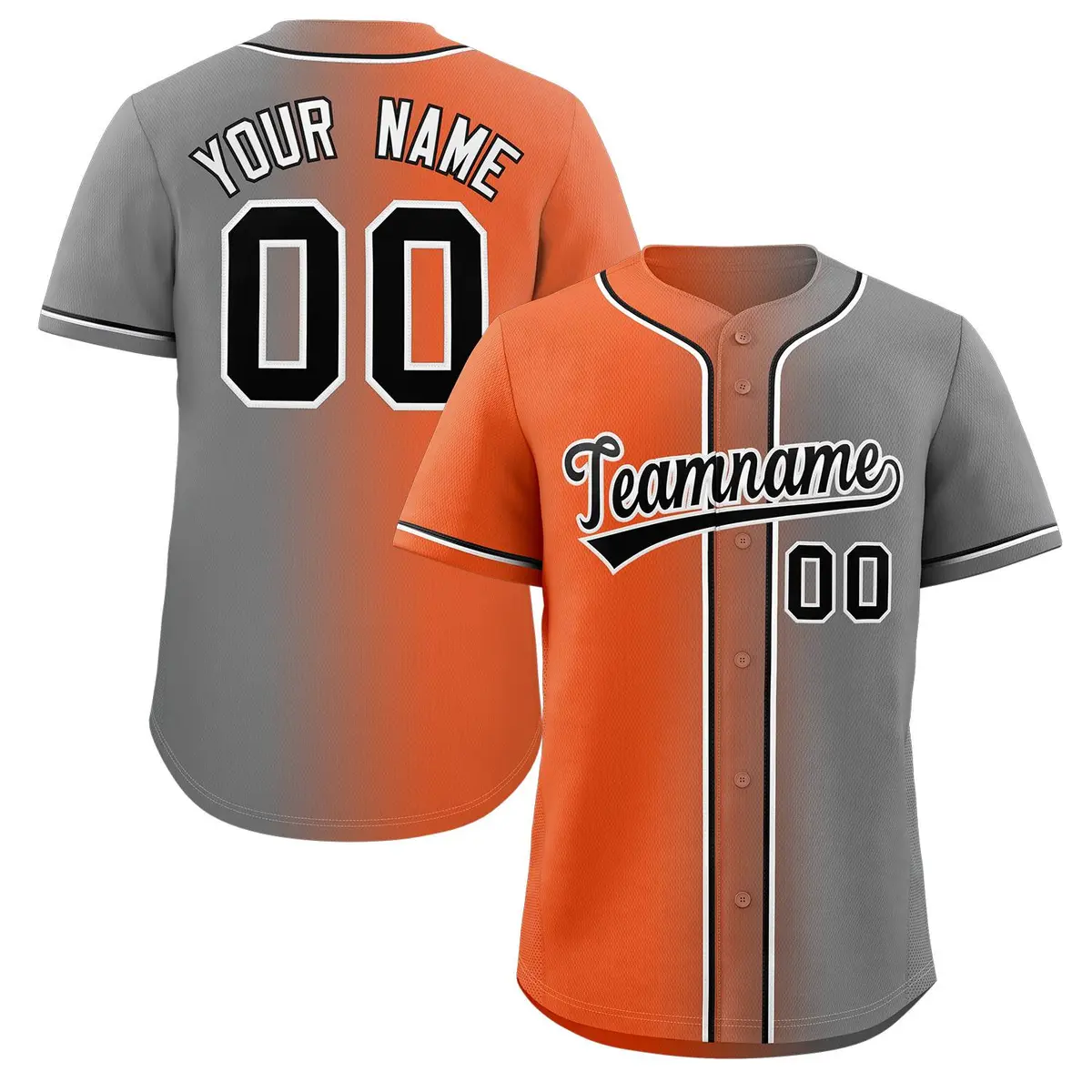 Orange Black-White Gradient Baseball Jersey