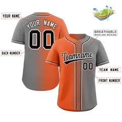 Orange Black-White Gradient Baseball Jersey 2