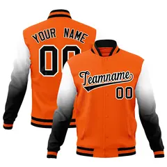 Orange Black White Gradient Raglan Varsity Letterman Jacket 1