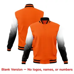 Orange Black White Gradient Raglan Varsity Letterman Jacket 7