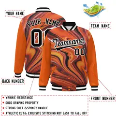 Orange Black-White Graffiti Tie Dye Ink Paint Varsity Letterman Jacket 2