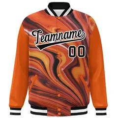 Orange Black-White Graffiti Tie Dye Ink Paint Varsity Letterman Jacket 3