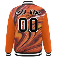 Orange Black-White Graffiti Tie Dye Ink Paint Varsity Letterman Jacket 4