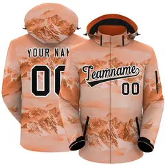 Orange Black-White Graffiti Waterproof Jacket for Climbing