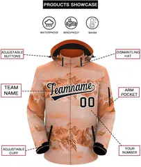 Orange Black-White Graffiti Waterproof Jacket for Climbing 2