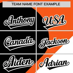 Orange Black-White Half Heart Color Block Baseball Jersey 3