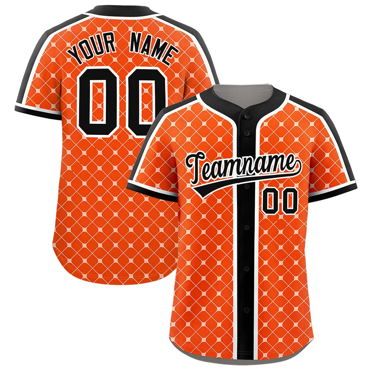 Orange Black-White Plaid Authentic Baseball Jersey