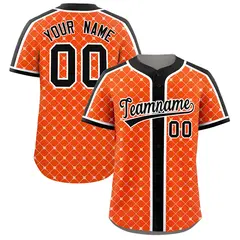 Orange Black-White Plaid Authentic Baseball Jersey