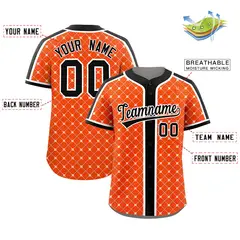 Orange Black-White Plaid Authentic Baseball Jersey 2