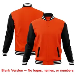 Orange Black White Raglan Sleeve Cotton Letterman Jacket 6