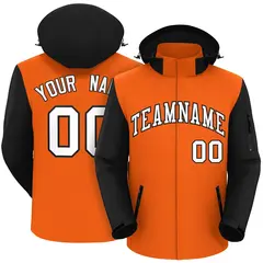 Orange Black-White Raglan Sleeves Waterproof Jacket 1