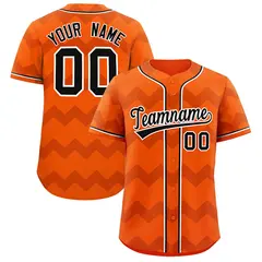 Orange Black-White Ripple Design Authentic Baseball Jersey