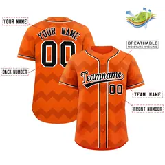Orange Black-White Ripple Design Authentic Baseball Jersey 2
