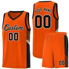 Orange Black-White Side Stripe Basketball Jersey