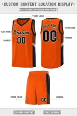 Orange Black-White Side Stripe Basketball Jersey 2
