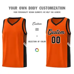 Orange Black-White Side Stripe Basketball Jersey 3