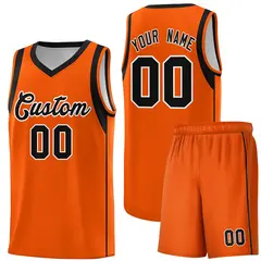 Orange Black-White Sleeve Color Block Basketball Jersey