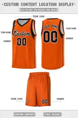Orange Black-White Sleeve Color Block Basketball Jersey 2