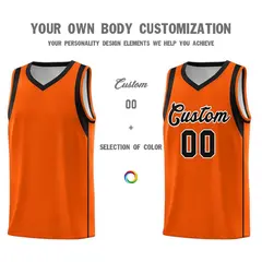 Orange Black-White Sleeve Color Block Basketball Jersey 3