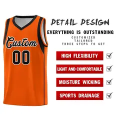 Orange Black-White Sleeve Color Block Basketball Jersey 5