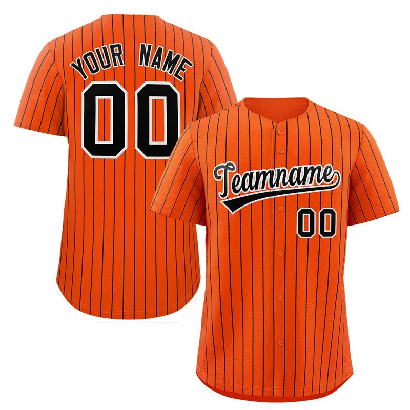 Orange Black-White Stripe Fashion Baseball Jersey