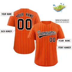 Orange Black-White Stripe Fashion Baseball Jersey 3