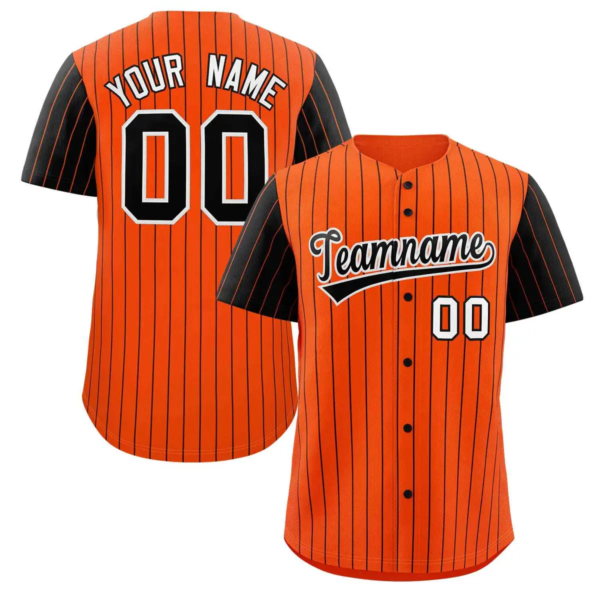 Orange Black-White Stripe Raglan Sleeves Baseball Jersey