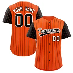 Orange Black-White Stripe Raglan Sleeves Baseball Jersey 1