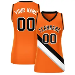 Women's Orange Black-White Thick Slash Mesh Basketball Jersey 1