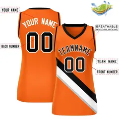 Women's Orange Black-White Thick Slash Mesh Basketball Jersey 2