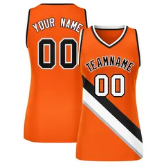 Women's Orange Black-White Thick Slash Mesh Basketball Jersey 1
