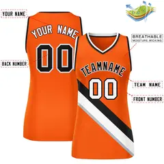 Women's Orange Black-White Thick Slash Mesh Basketball Jersey 2
